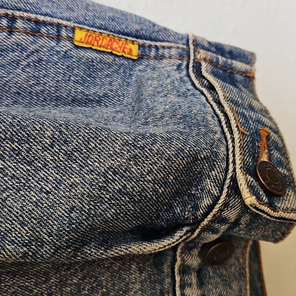 Vintage 80s Jordache Faded Jean Denim Jacket button down adjustable waist XL - Picture 4 of 10